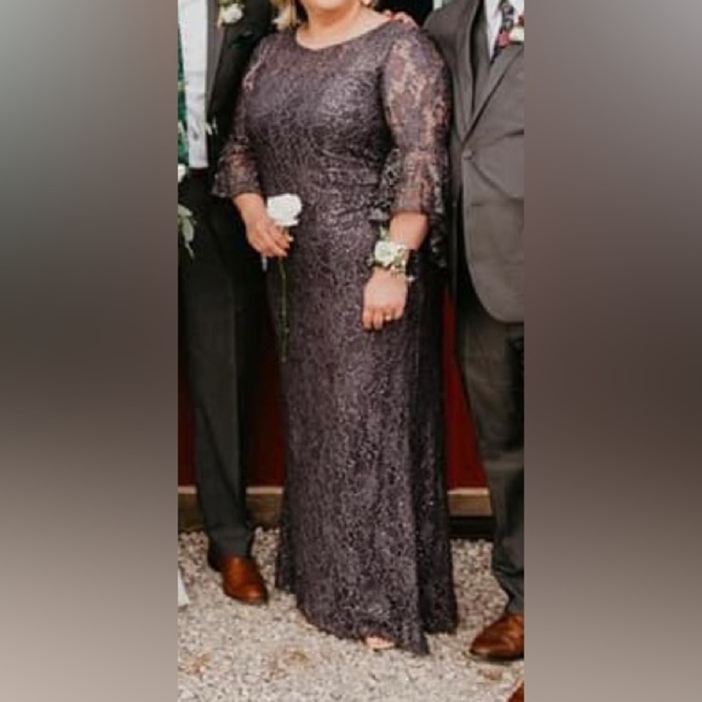 NW Women Grey dress 20W w/matching fur shawl. Formal. Mother of the Bride.